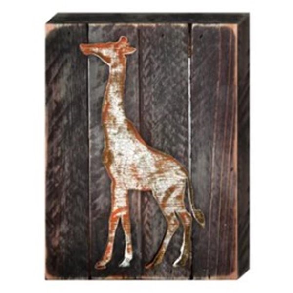 Designocracy Giraffe in Frame Rustic Wooden Art G982312S24